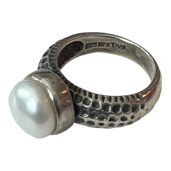 Sterling Silver Pearl Ring Signed Size 6.5 - Picture 1 of 4